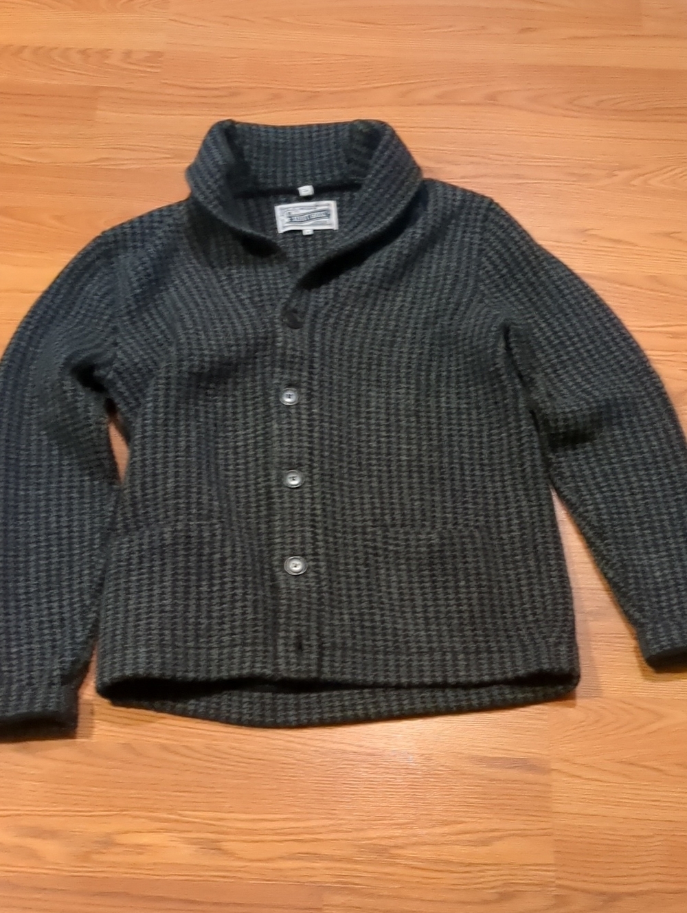 Schott Bros NYC Heavy Shawl Collar Cardigan Sweater Houndstooth Mens M